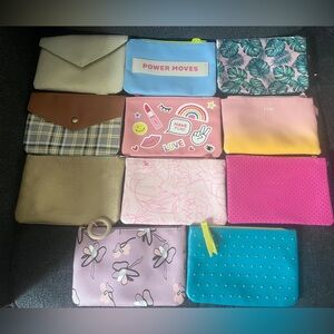 Assorted Colorful Zip Pouches - Blue, Pink, Teal, Floral & More